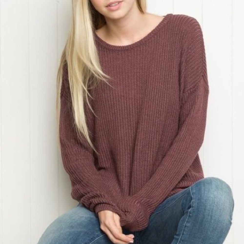 Brandy Melville Burgundy Ribbed pullover